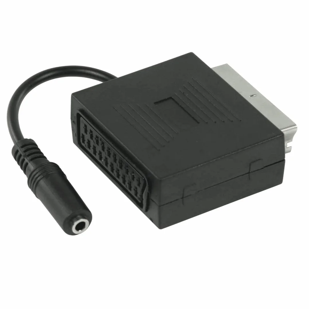 Péritel avec jack femelle de 3,5 mm (avec fonction enceinte TV, péritel sans arrêt du son stéréo de la TV), Noir