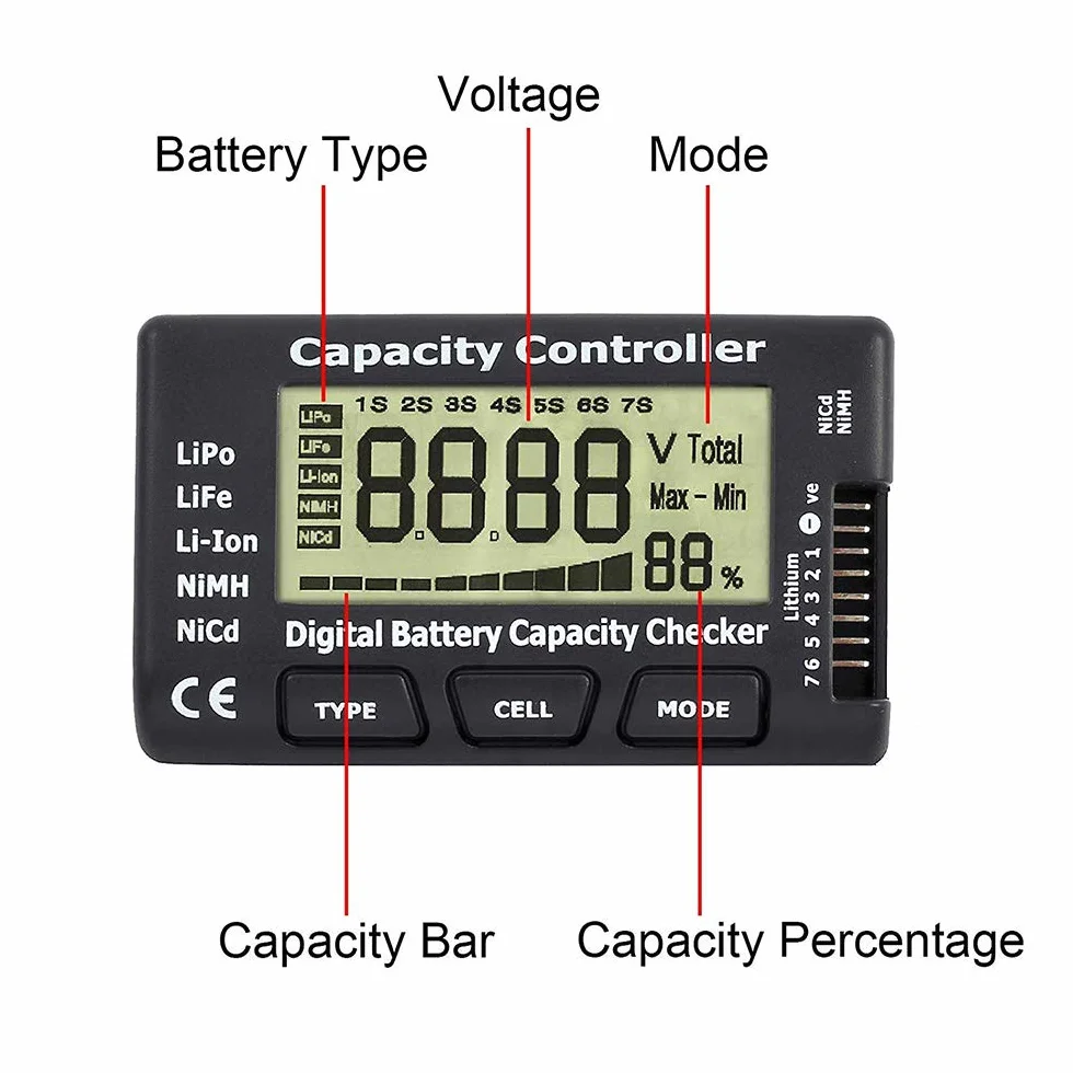 Testeur de capacité de Batterie numérique avec Écran LCD pour LiPo Li-ION NiMH Vie