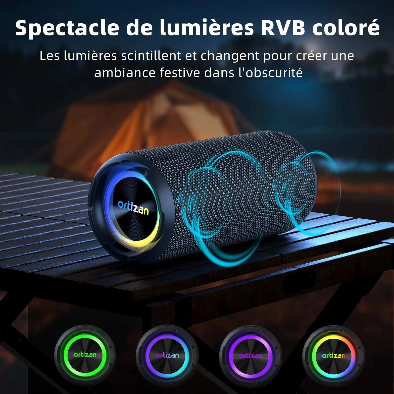 Ortizan 40W Enceinte Bluetooth Puissante IPX7 Portable Rechargeable 30h Autonomie Stéréo Sans Fil