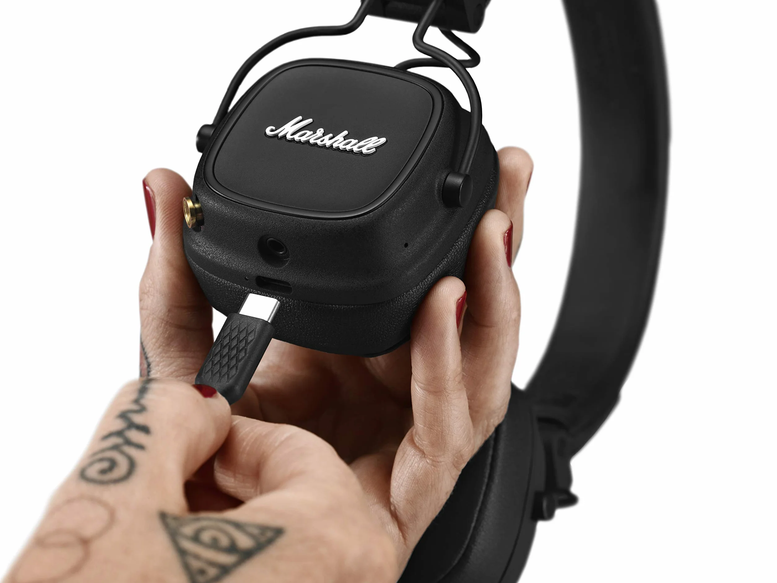 Marshall Casque Bluetooth supra-auriculaire Major IV, écouteurs sans fil, pliables, autonomie sans fil de plus de 80 heures, noir