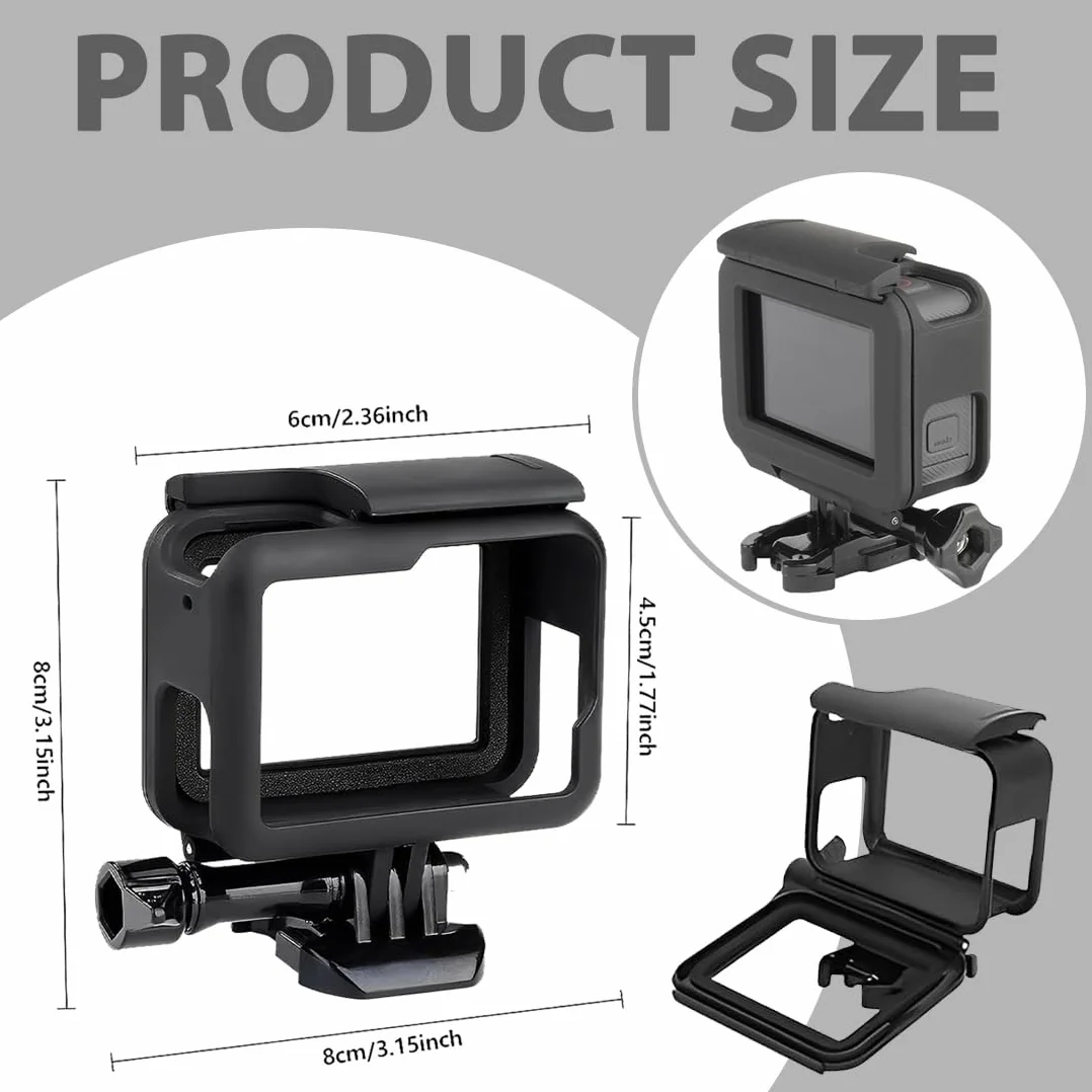 Cadre Boîtier Protection Compatible GoPro Hero7/6/5 Coque Bordure avec Prise Vis Amovible Noir