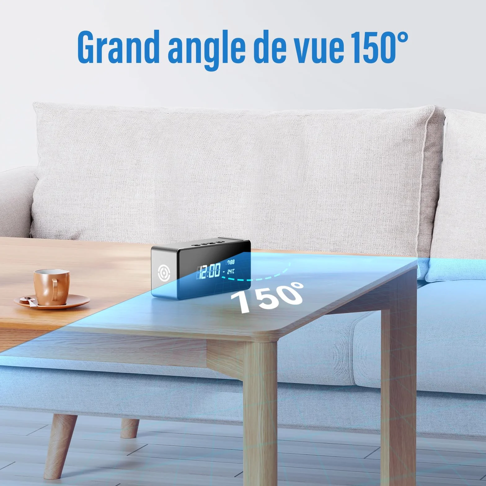 Caméra cachée 4K sans Fil Vision Nocturne Grand Angle Détection Mouvement Sécurité Intérieure