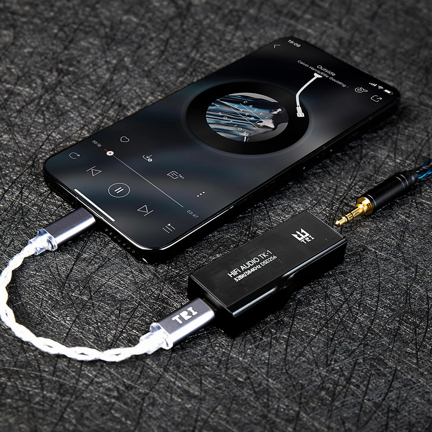 Yinyoo TRI TK1 Amplificateur de casque DAC portable à double puce CS43131 32 bits/384 kHz DSD256 pour audio Hi-Fi avec câble adaptateur USB-C vers USB-C pour prise de casque de 3,5 mm / 4,4 mm