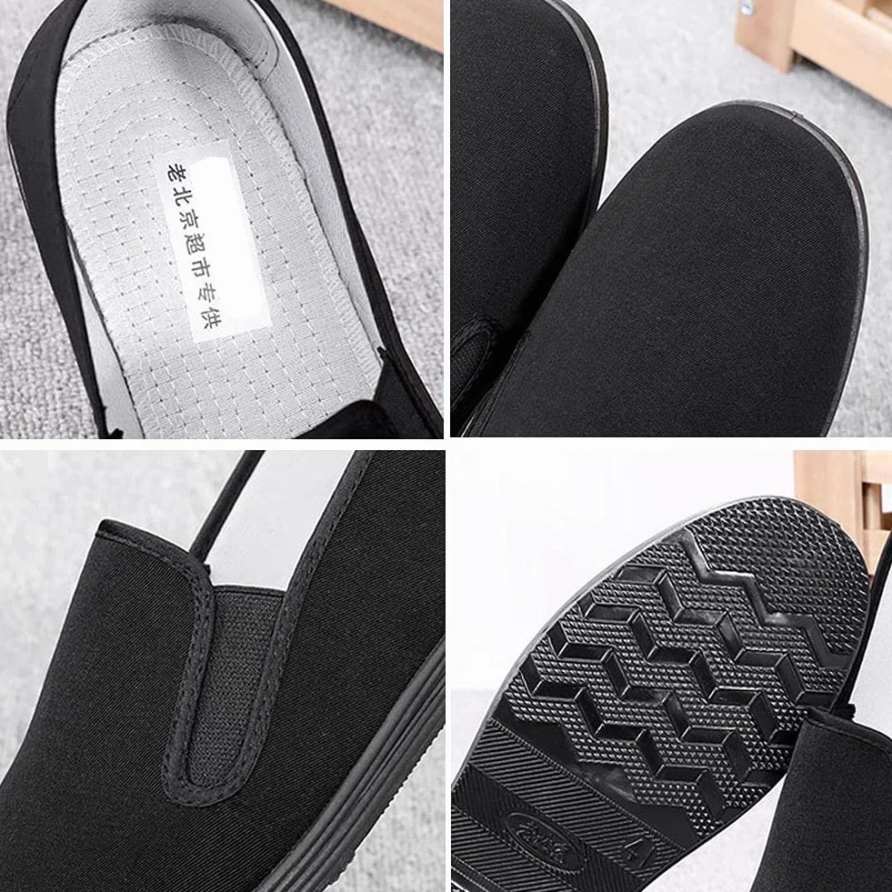 Chinois Kung Fu Pantoufles Tai Chi Chaussures Semelle Caoutchouc Noir