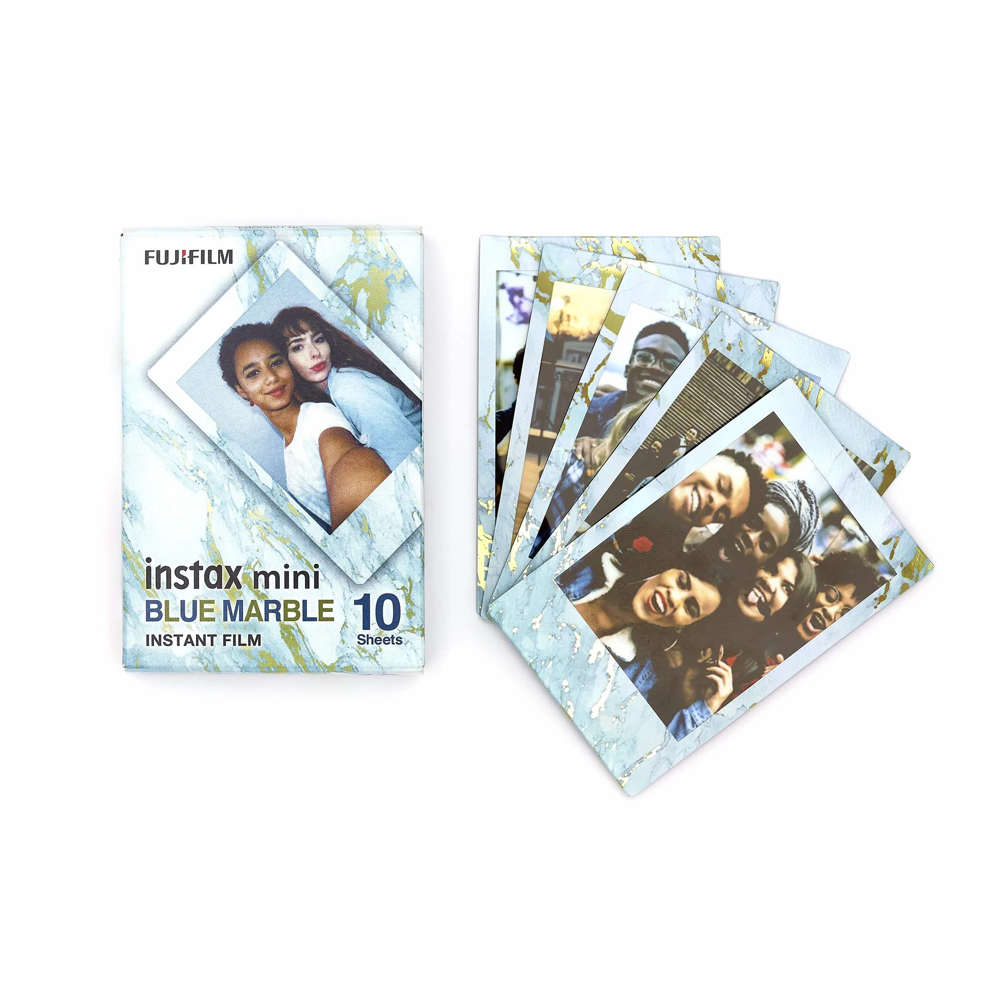 instax Lot de 30 Mini Films Classiques avec marbre Noir, Bleu et Monochrome