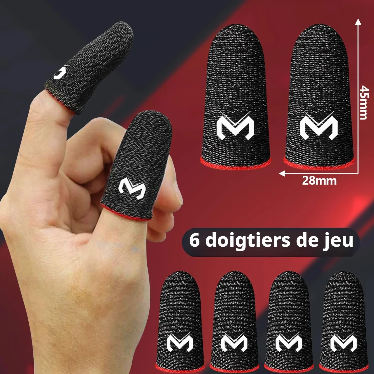 YOURKAY Gaming Finger Caps, 6 pièces Finger Sleeves Gaming, bouchons pour doigts de jeu, écran tactile, résistants à la transpiration et respirants en fibre d'argent, adaptés à tous les appareils à