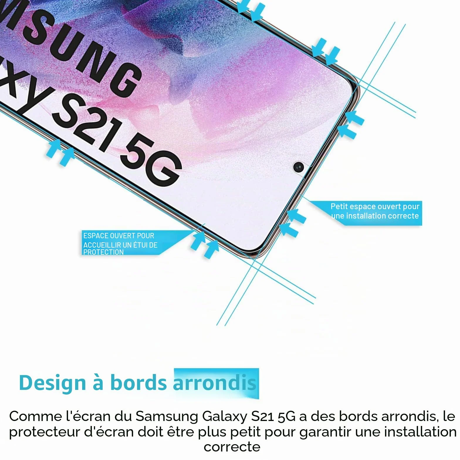 NEW'C Lot de 2, Verre Trempé pour Samsung Galaxy S21 5G (6.2), Film Protection écran -sans Bulles d'air -Ultra Résistant (0,26mm HD Ultra Transparent) Dureté 9H Glass