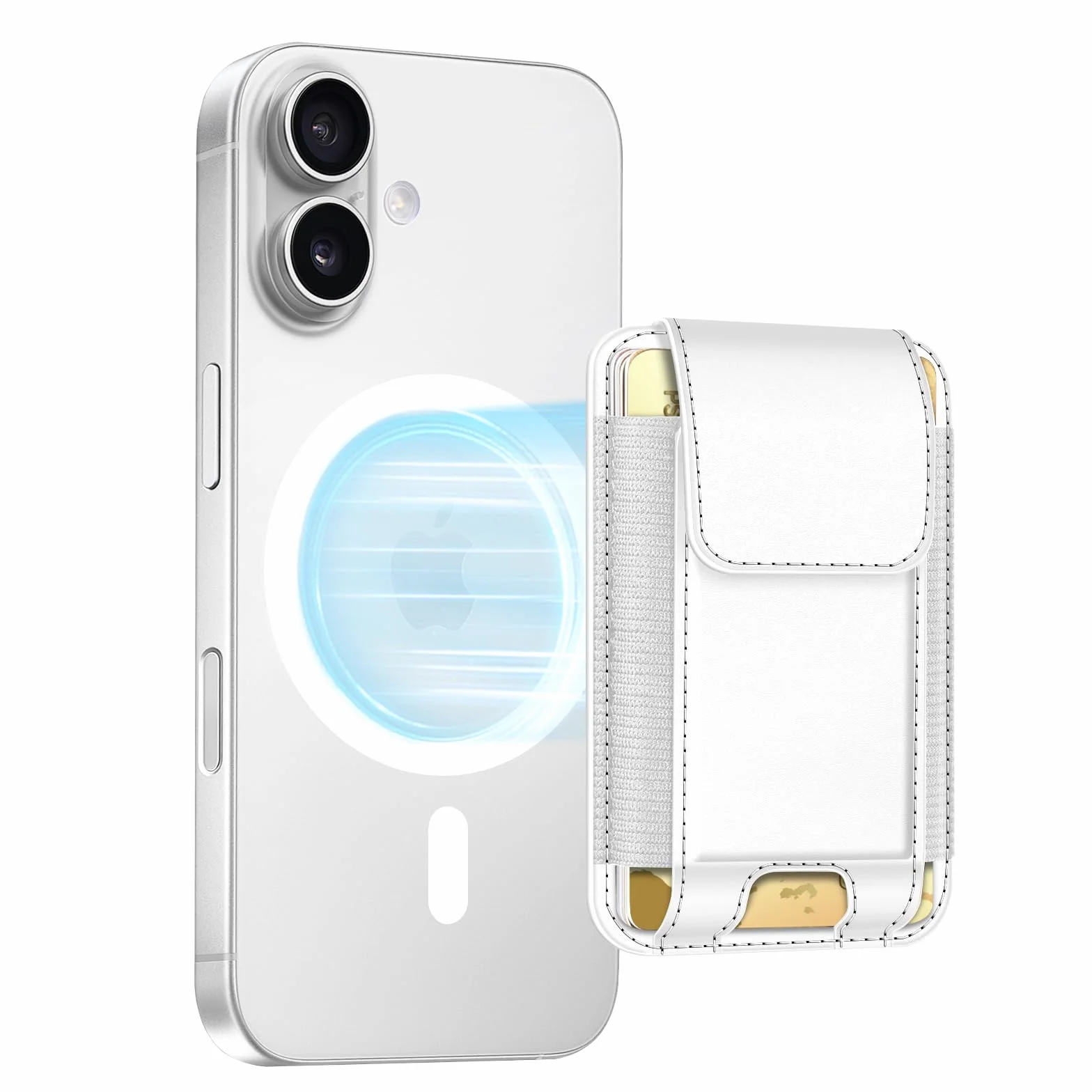 CASEBOT Porte-Cartes magnétique RFID pour iPhone 17/16/15/14/13/12, Cuir Slim, 6 Cartes