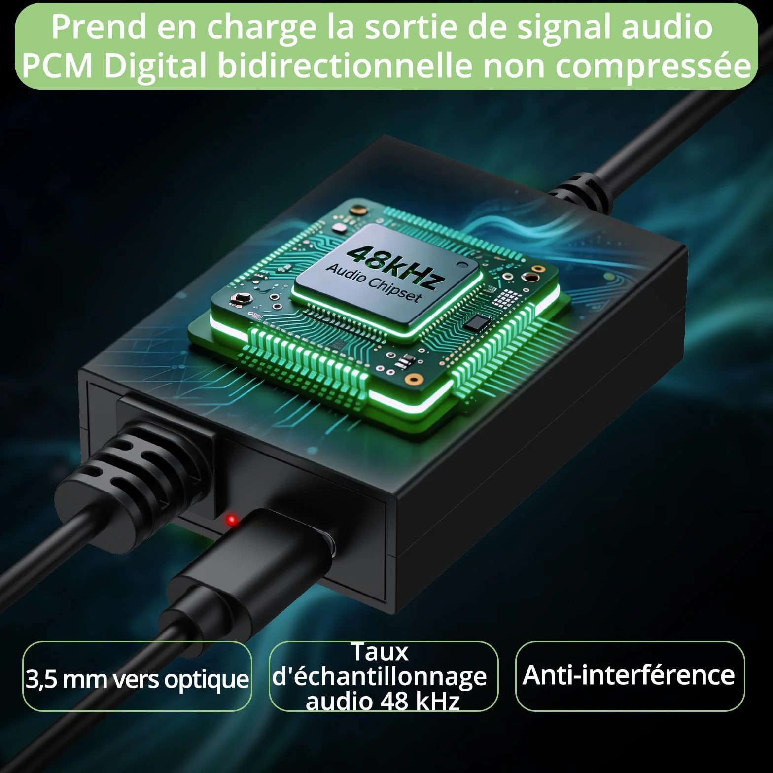 Câble convertisseur audio analogique vers numérique 3.5mm optique 1m 1.2m Plug and Play