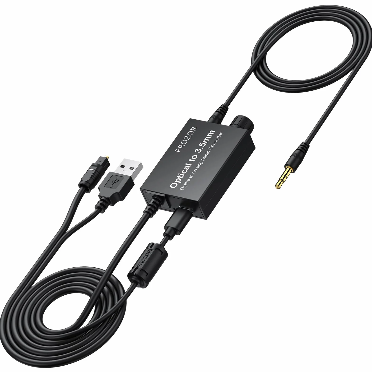 PROZOR Convertisseur SPDIF Optique vers 3.5mm avec Amplificateur Audio 192kHz/24bit Compact Plug and Play pour Casque TV et Enceintes