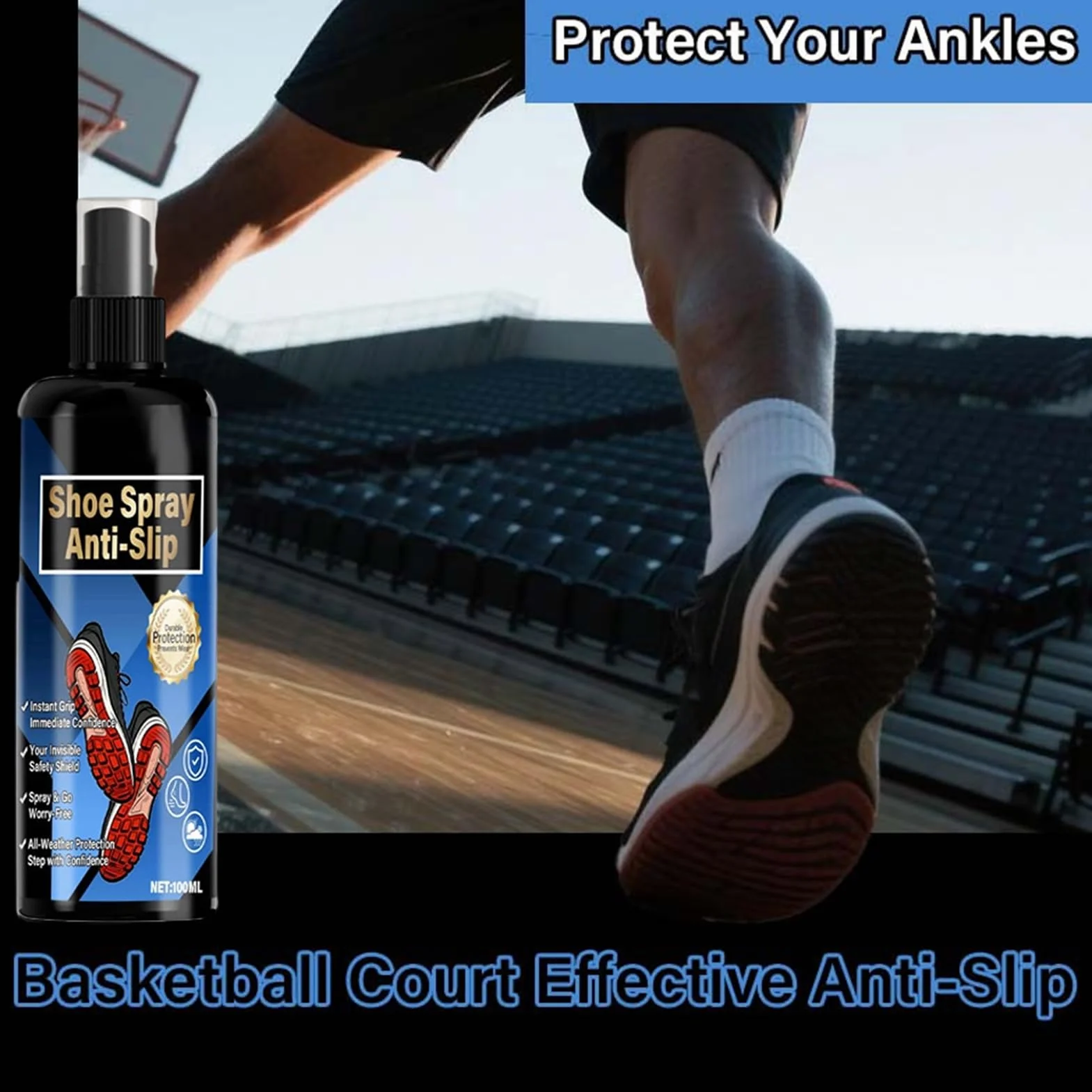 Spray Anti-Dérapant pour Chaussures 100 ML Améliorateur d'Adhérence pour Semelle