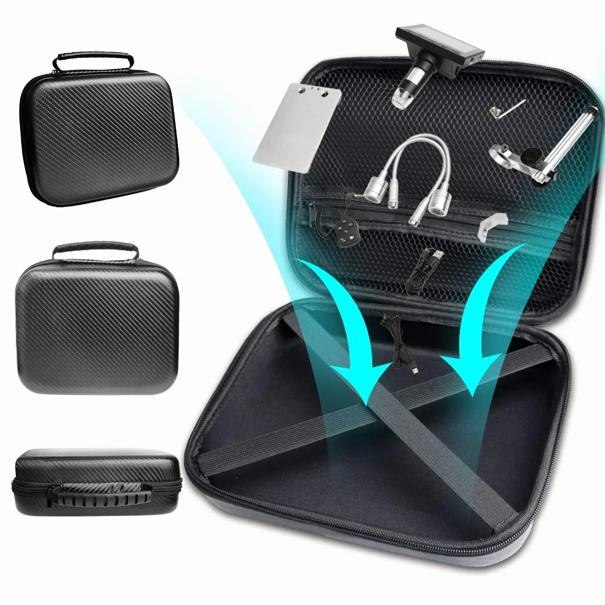 Originale Boîte de Transport pour Microscope Numérique LCD, Ultra Grande Taille Sac de Rangement pour USB/Wifi/Écran Ordinateur Portable Microscope Caméra Endoscope Loupe Microscope de poche