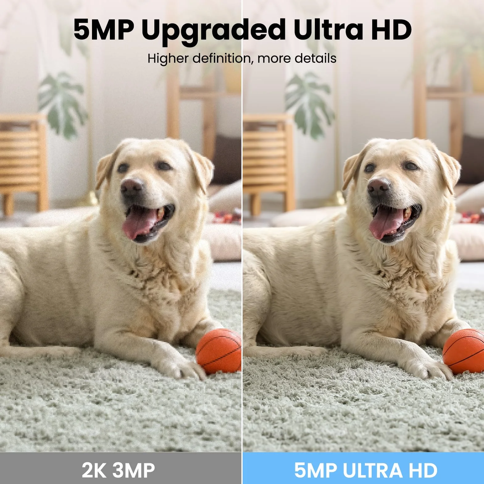 wansview 3K 5MP Camera Interieur - 2.4G/5G Double Bande WiFi Camera Surveillance, Suivi Intelligent 360 degrés, Détection Humaine IA pour Bebe/Chat/Chien connectée Smartphone, Audio Bidirectionnel