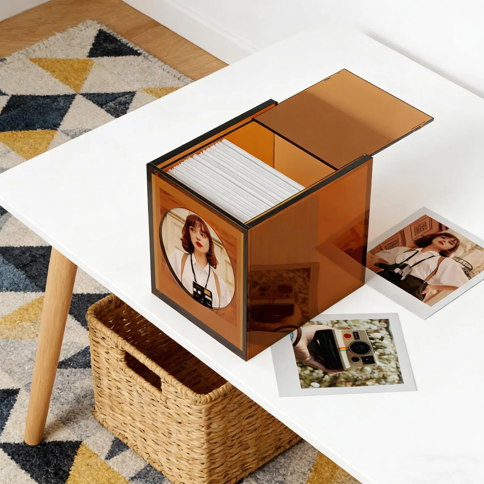 Toddmomy Boîte à Cadre Photo Pollaroid avec Couvercle pour Rangement de Films I-type Sx Organisation de Photos de Bureau
