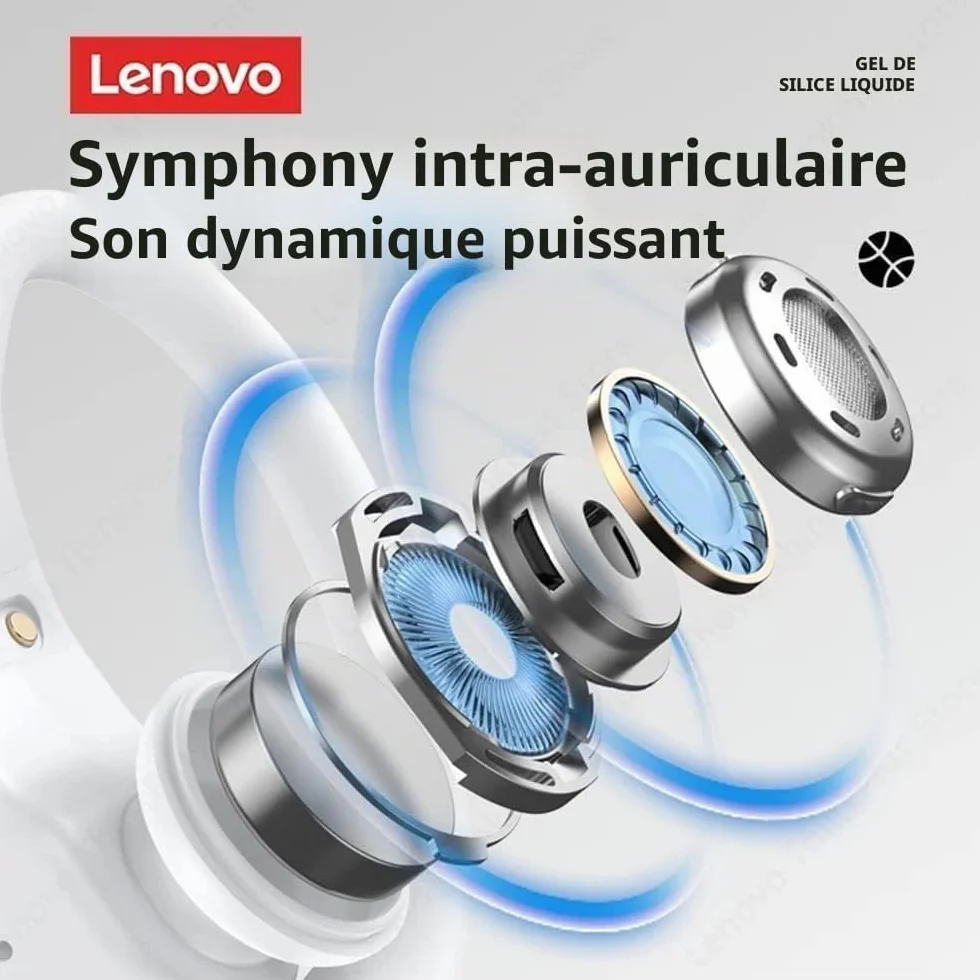 Lenovo LivePods LP75 Oreillettes Bluetooth 5.3 Sport Gym/Running Crochet d'oreille