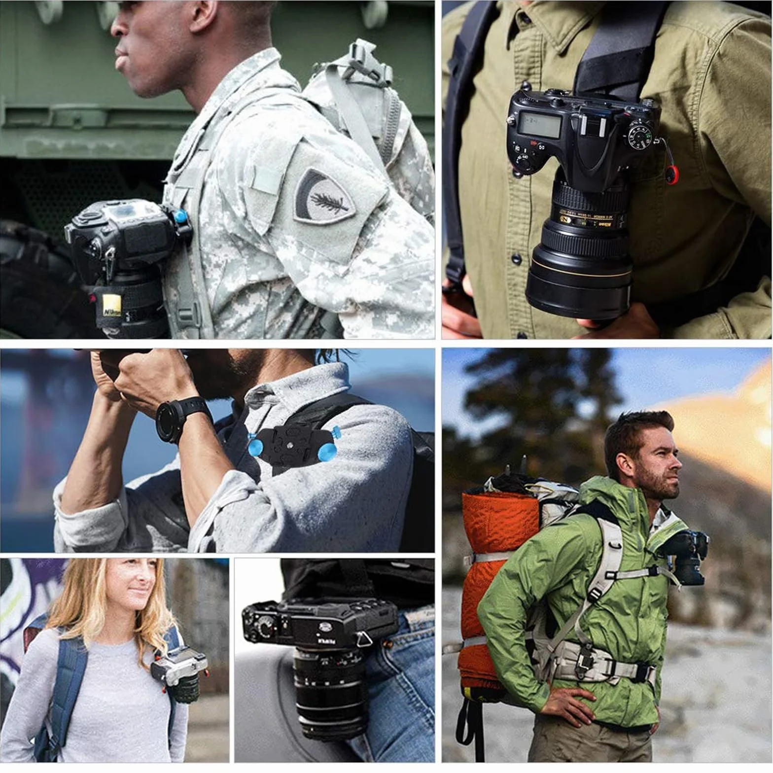 Clip de Ceinture pour Appareil Caméra Sangle pour Sac à Dos Clip de Ceinture en Alliage D'aluminium à Fermeture Rapide Avec Support 1/4 pour Appareil Photo et Sac à Dos.