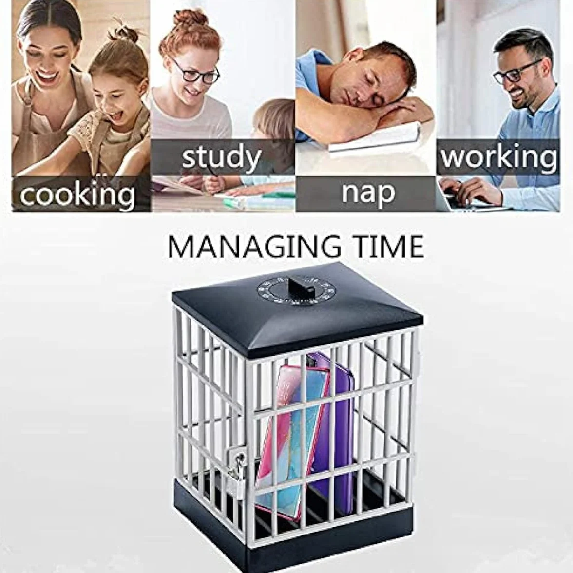 Cage de prison pour téléphone portable avec minuteur, boîte de rangement en métal avec clé, pour garder vos amis, votre famille et vous loin des smartphones