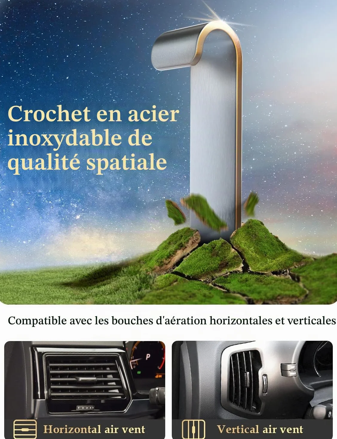Support Telephone Voiture Porte Téléphone: [360° Rotation & Opération à Une Main] Porte Smartphone Voiture Bouche D'aération Socles de Téléphone Portable pour iPhone/Samsung/Huawei/Xiaomi-Acrylique