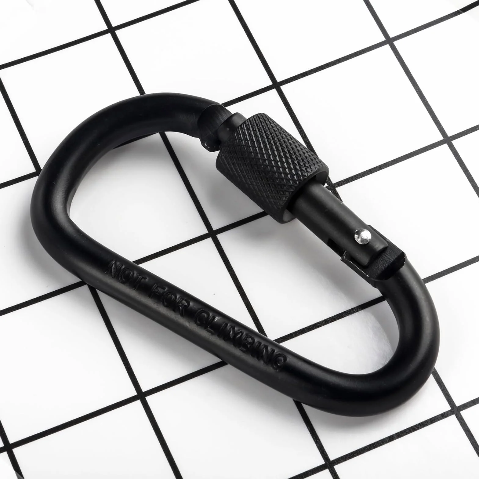 Mousqueton Porte Clé Noir Alliage Aluminium Verrouillage Vis 2 Pièces