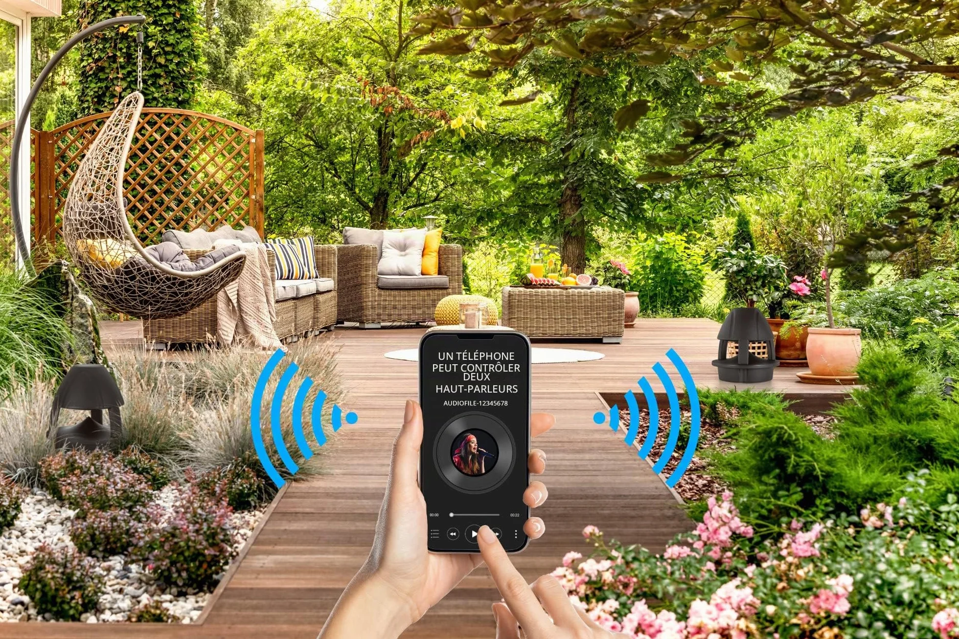 McGrey WPL-660BK BT 360° Enceinte Outdoor Active 2 Voies pour Jardin - Portée Bluetooth® : env. 10 mètres - Diffusion sonore à 360° - Résistante à l'eau et aux UV (IP56) - Noir