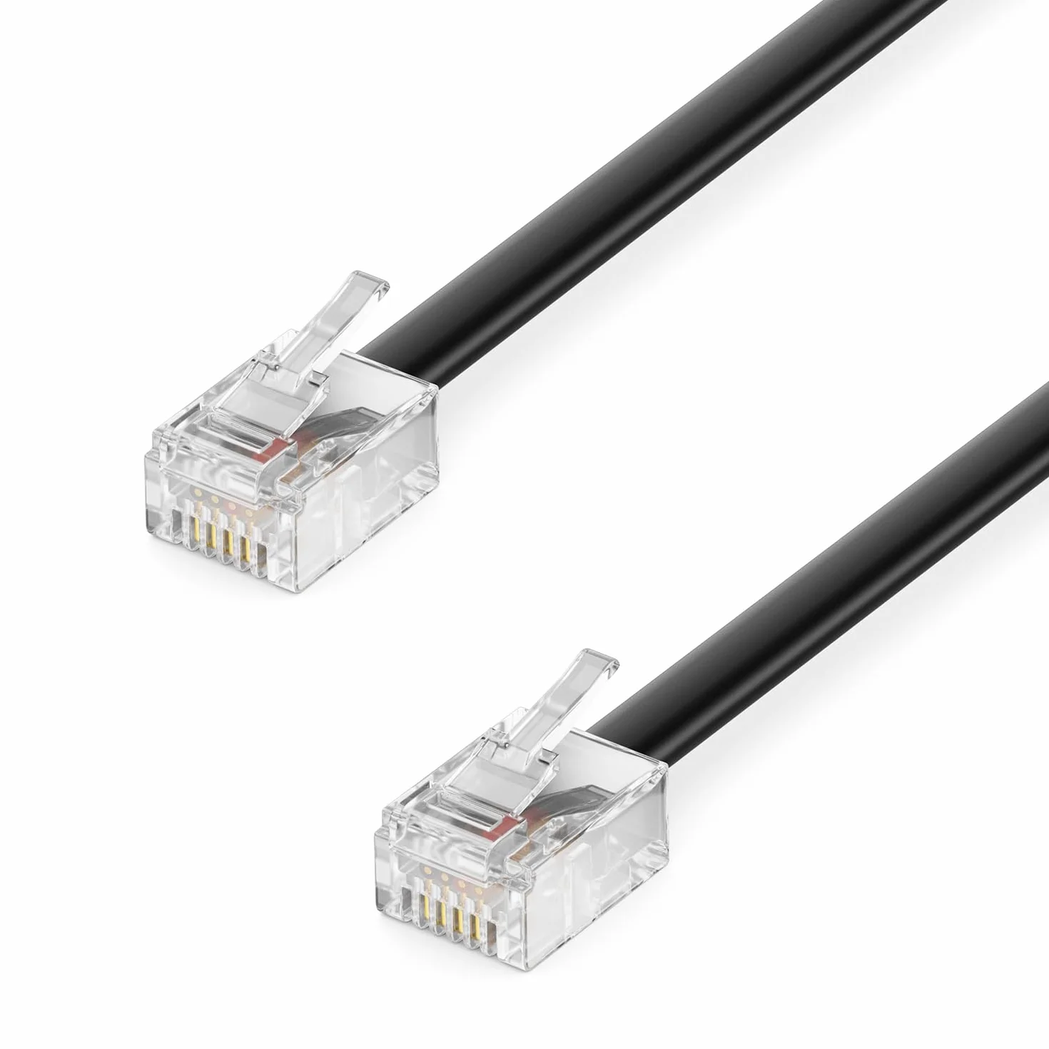 deleyCON 0,5m Câble Téléphone RJ11 Modulaire 6P4C Western 2x Fiche RJ11 Plat Noir