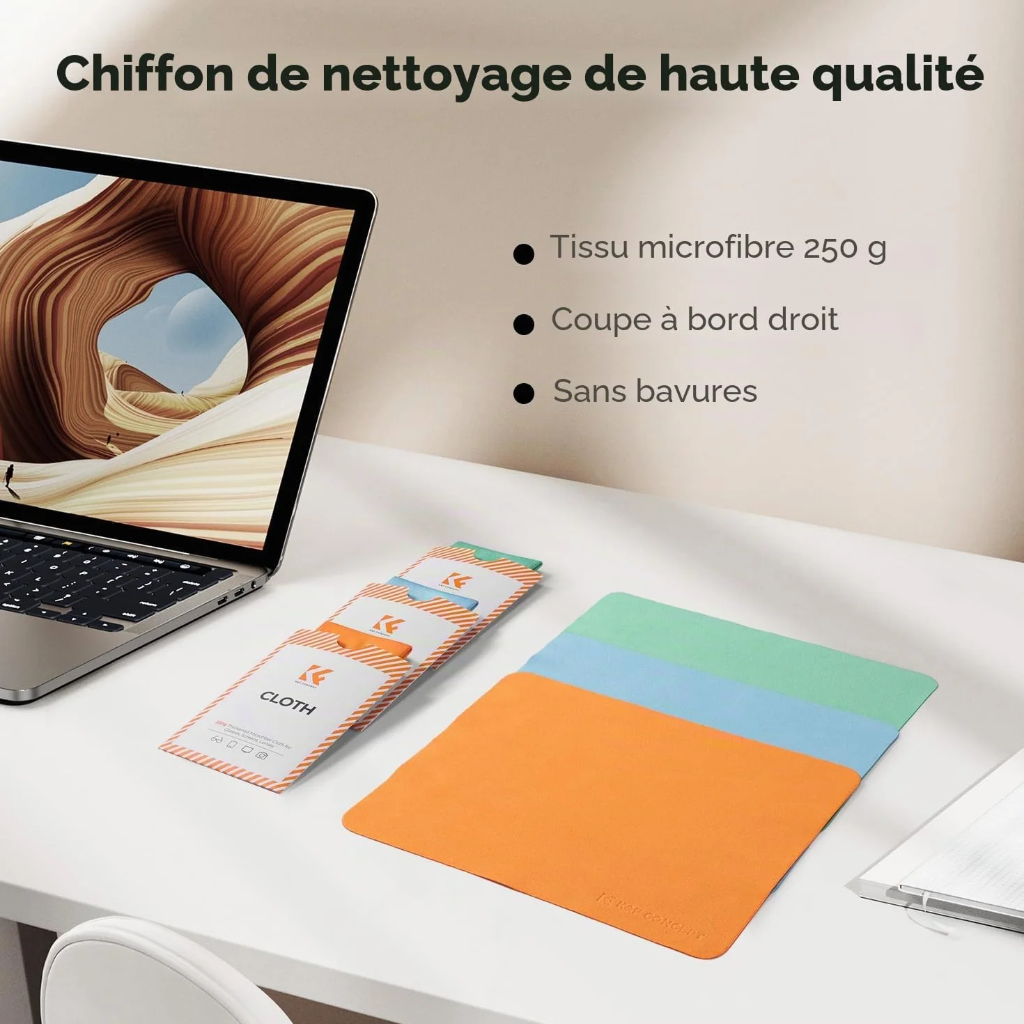 K&F CONCEPT Chiffons de Nettoyage en Microfibre, Chiffons Microfibre, Chiffon Lunettes de Vue Lunettes, Appareils Photo, Casques VR/AR, Tablettes, Lentilles et Écrans, 6 PCS, 15 x 18 cm
