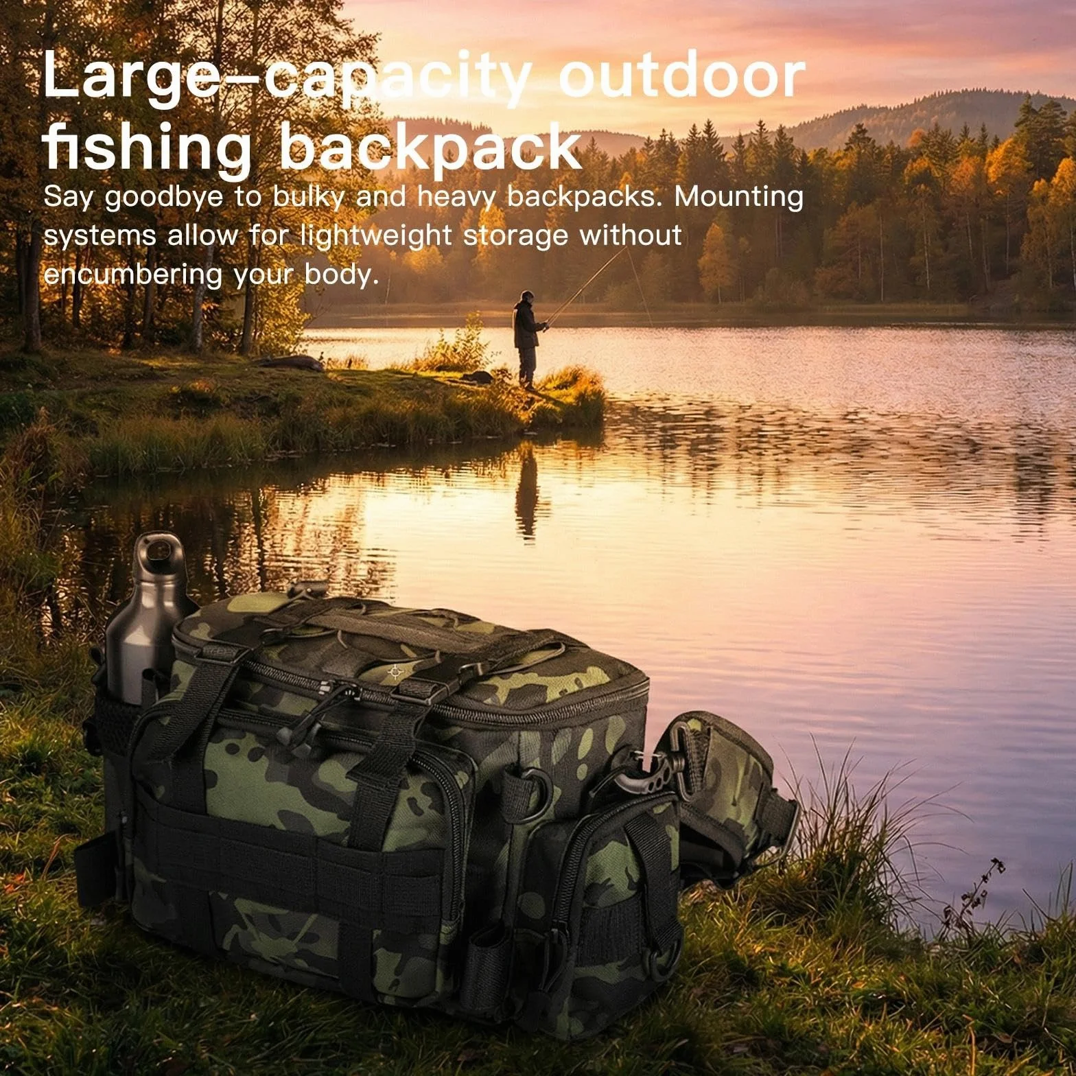 Sac de Pêche Grande Capacité Camouflage Stockage Matériel Rangement Multifonctionnel