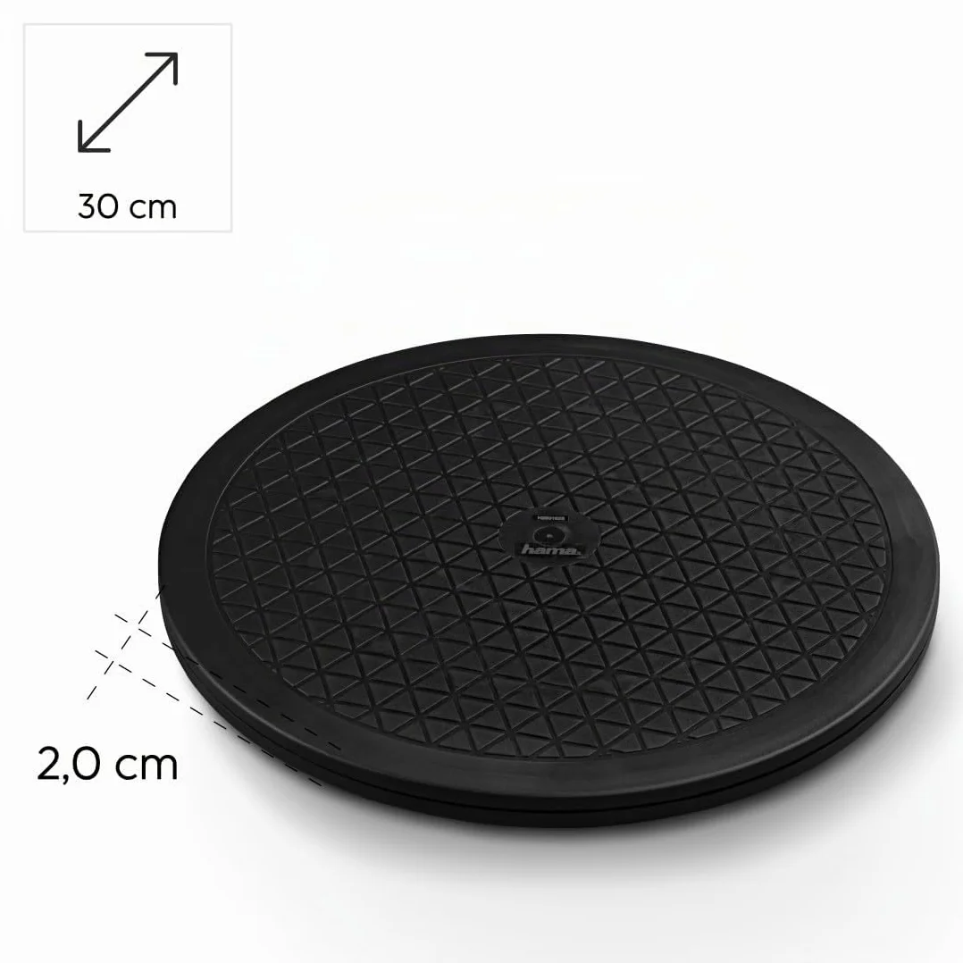 Hama Plateau Tournant Universel Hama 30cm (Plateau Rond Rotatif 360° Multifonction, Taille L, Supporte 80 kg, idéal pour TV, Enceintes, Ecrans, Plantes, Ustensiles de Cuisine, Modelisme) Noir