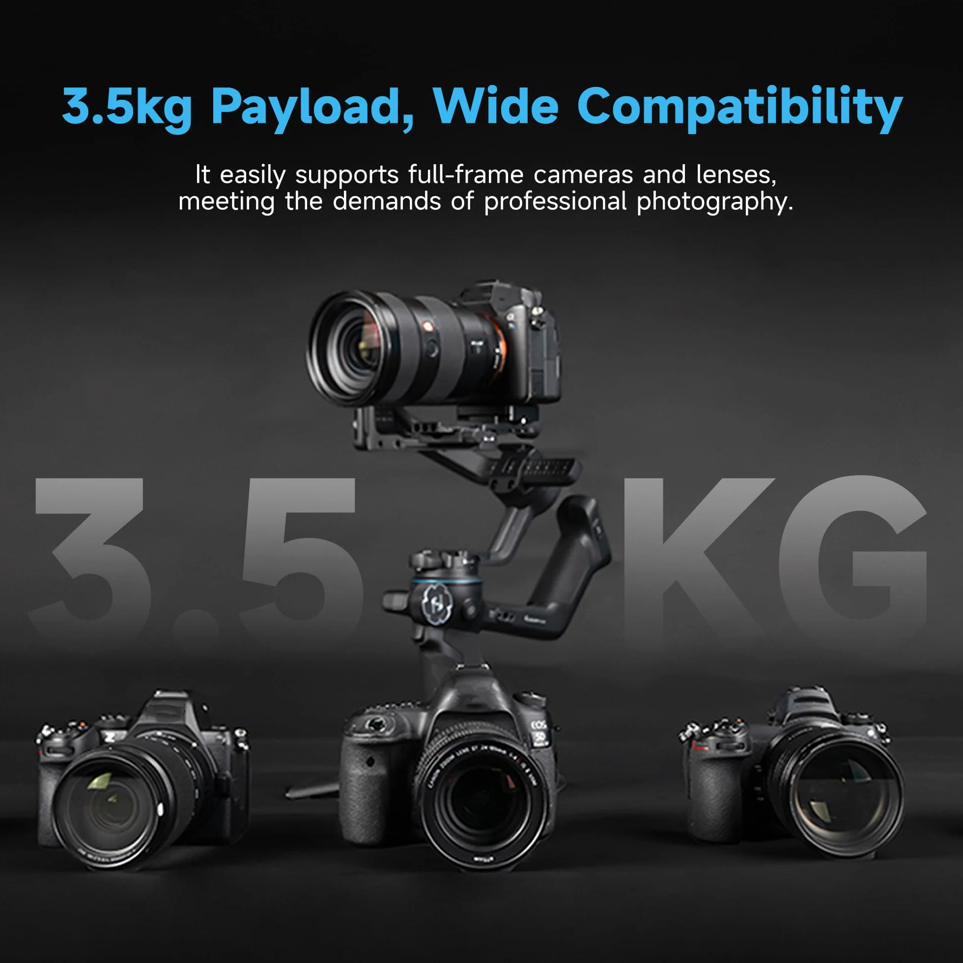 Feiyutech SCORP-C2 Stabilisateur Caméra avec suivi IA,Stabilisateur 3 axes pour Appareils Photo,Charge utile de 3,5kg,Poignée Arrière Intégrée,Prise de vue Verticale Native,Commandes par Boutons