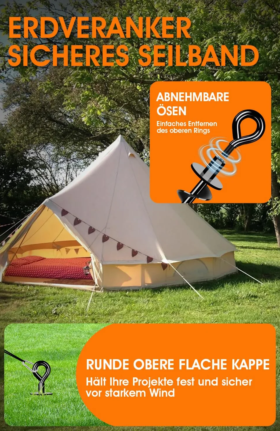 Lot de 4 piquets vissés pour fixation trampoline auvent balançoire