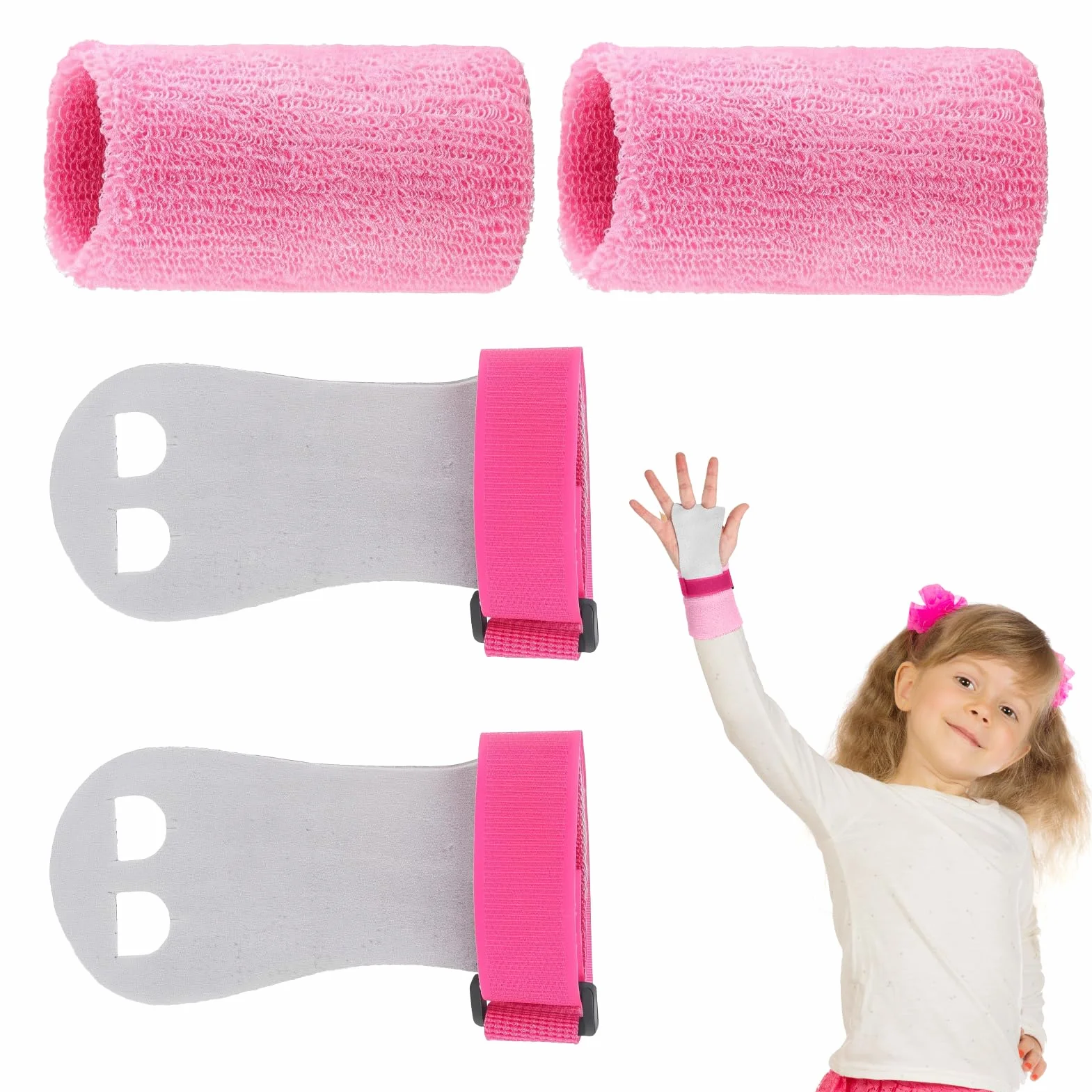 Manique Gymnastique Fille avec Sangles de Protège-Poignet, Gants de Gym pour Enfants - Exercice Traction