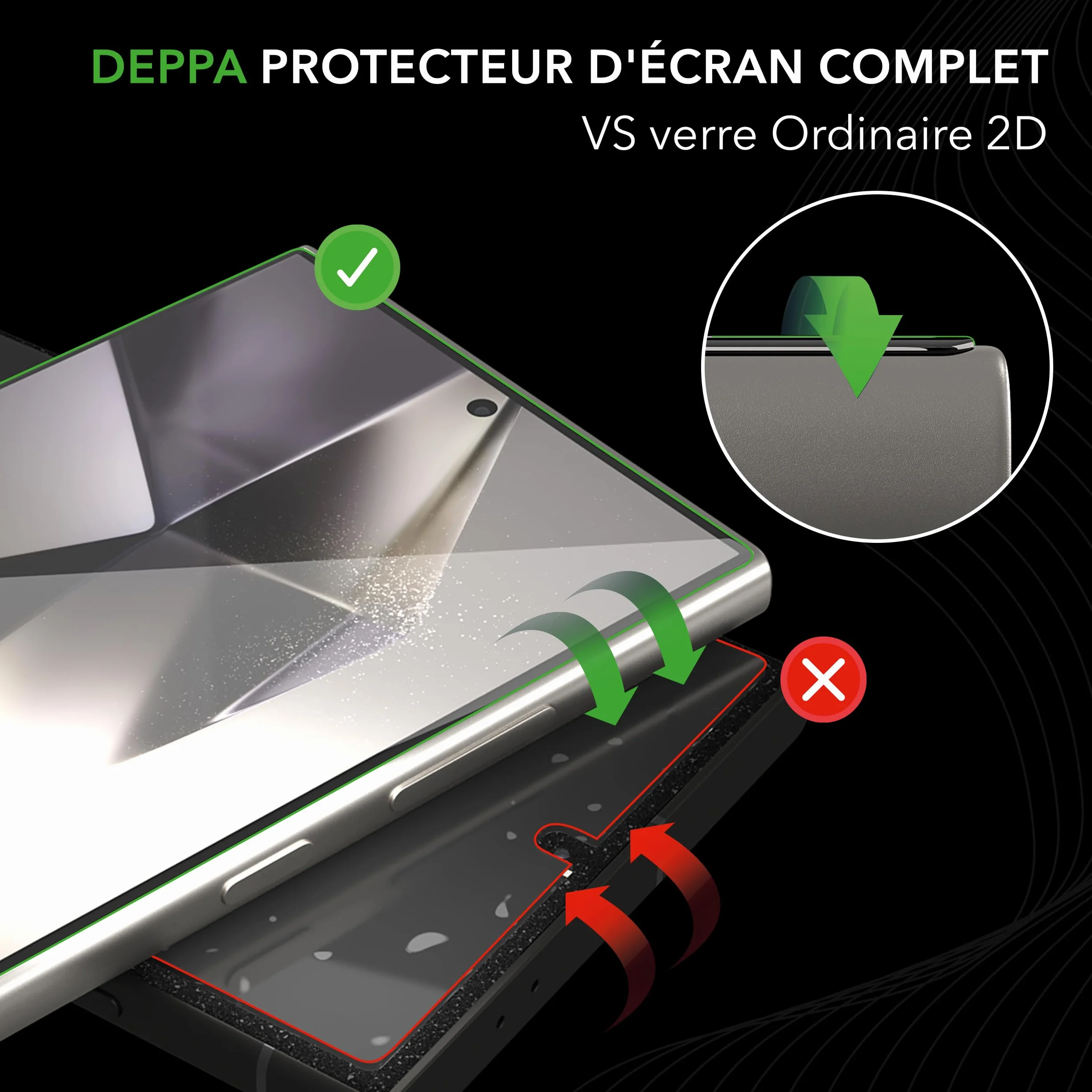Deppa | Lot de 2 | pour Samsung S25 Ultra (6.9') Verre Trempé avec Kit de pose facile | Anti-Poussière & Anti-Bulles | Résistant aux Chocs | Couverture Complète |