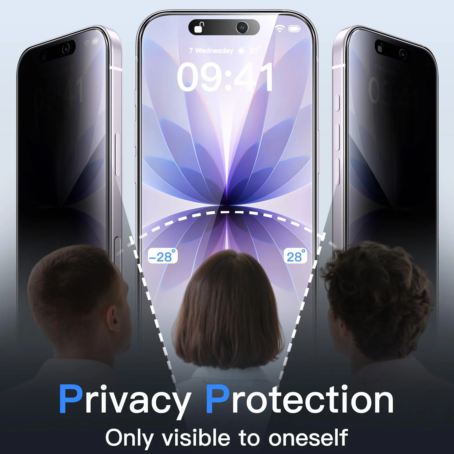 JETech Protection D'écran Anti-Espion pour iPhone 17 6,3 Pouces avec Protecteur d'objectif Caméra, Film en Verre Trempé, Outil d'Installation Facile, Lot de 2 Chacun
