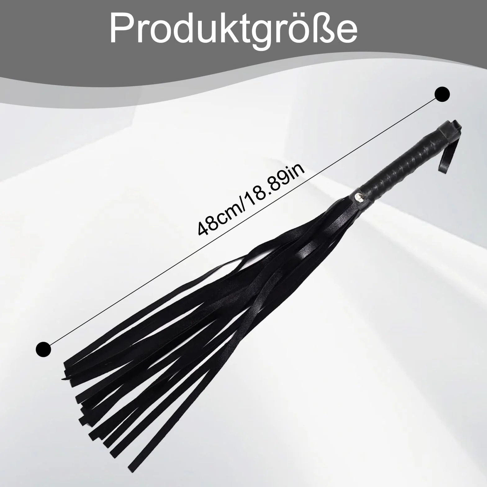 Cravache Noire 48 cm Cuir Équitation Dressage Chevaux
