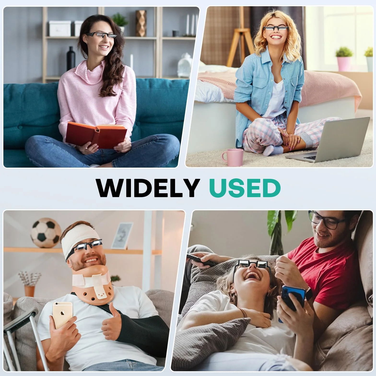 Lazy Glasses,Lunettes de Lecture,HD Glasses,90° Laying Down Prism Glasses,Lunettes Paresseuses,Super Lightweight Reading Glasses,Horizontal Lazy Prisme pour Lire,Regarder la Télévision-Noir