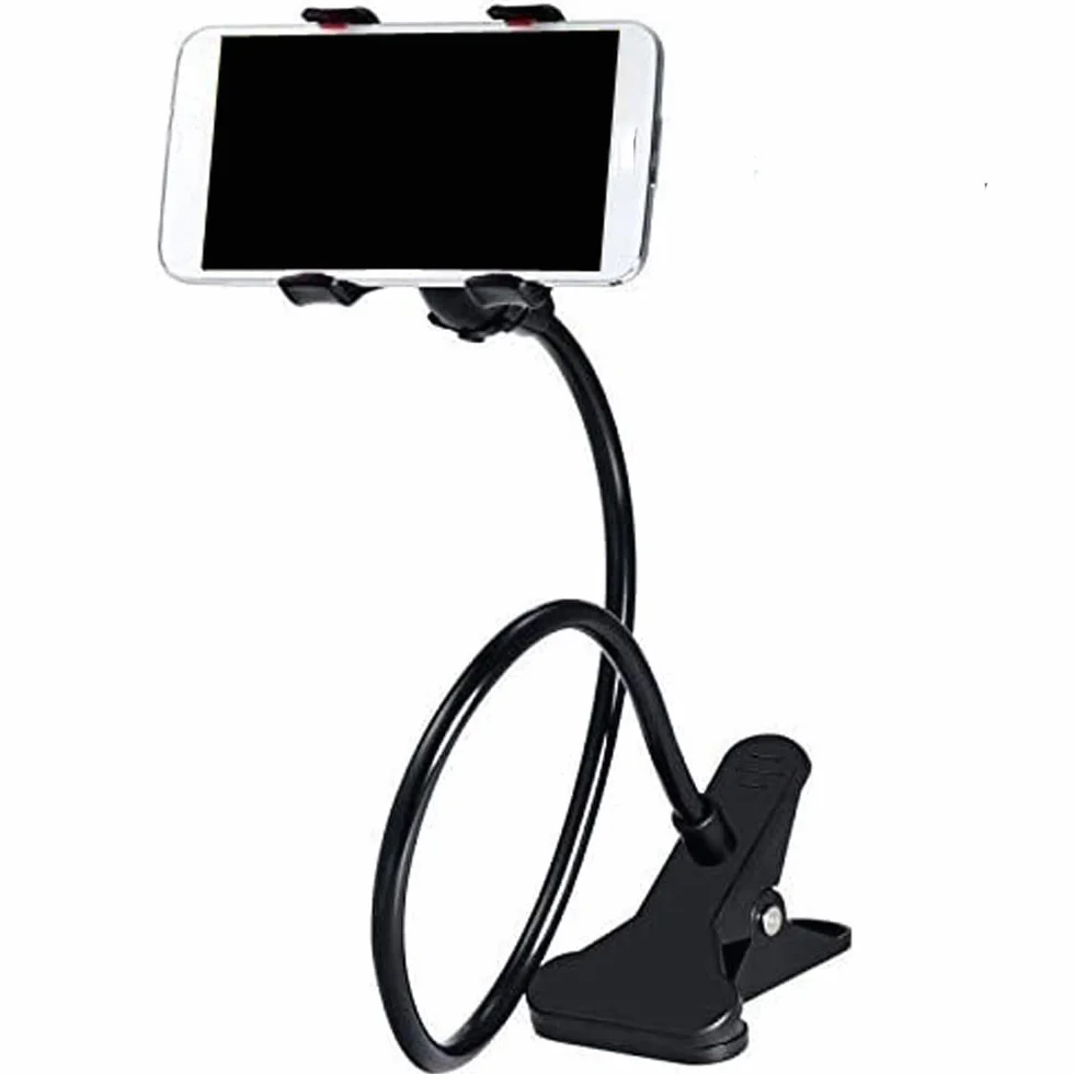 Support de téléphone à col de cygne flexible et long bras pour tous les téléphones portables – Support universel pour téléphone portable à clip pour chaise de bureau, lit, cuisine