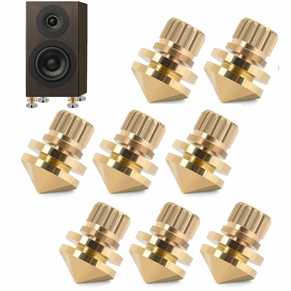 VBESTLIFE 8 pièces en Laiton Pointes de Haut-Parleur, Pointes de Boxe de Choc pour l'amplificateur de Haut-Parleur d'équipement HiFi
