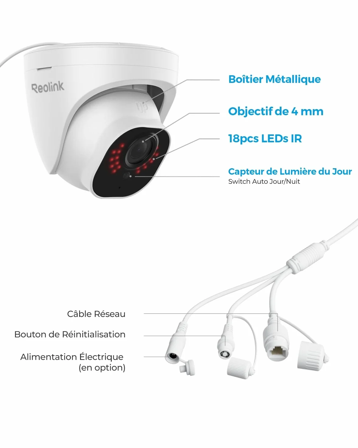 Reolink 5MP Caméra de Surveillance Extérieure PoE Dôme avec Détection Personne/Véhicule, Caméra IP avec Etanche IP67, Time Lapse, Fente pour Carte microSD, Vision Nocturne IR, Support Audio, RLC-520A