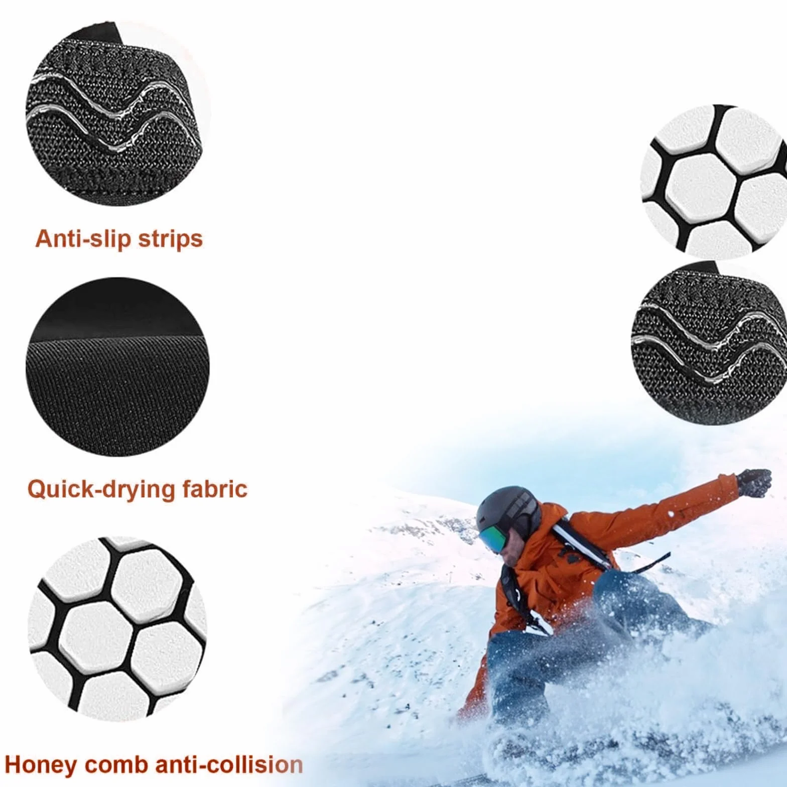Skiguard Pro Protège-tibias Ski Antidérapant Respirant Élastique Anti-collision 1 Paire