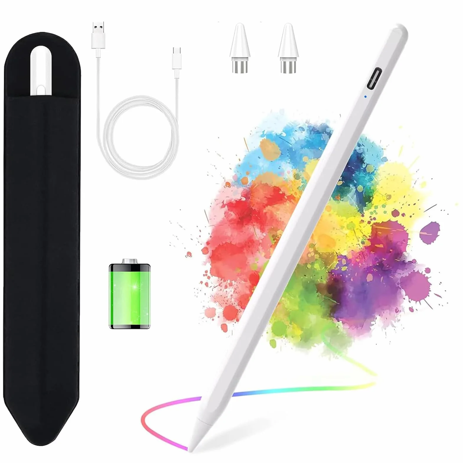 KARFUN Stylet Tablette Android, Stylet Tablette pour Charge Rapide, Fixation Magnétique, Compatible avec Samsung, Xiaomi et Lenovo Etc (Blanc)