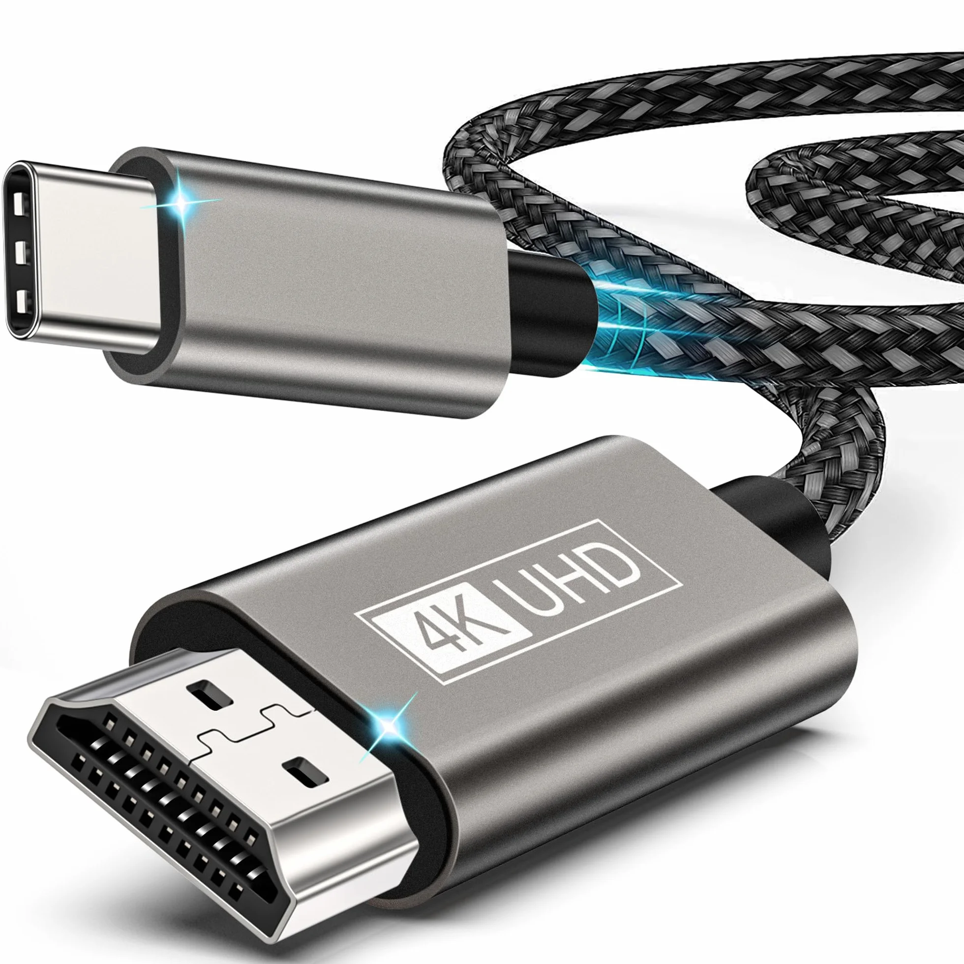 Cable USB C vers HDMI 2M, Câble Type C vers HDMI 4K, Thunderbolt 4/3 Compatible pour MacBook Pro, iPad Pro, Galaxy S23