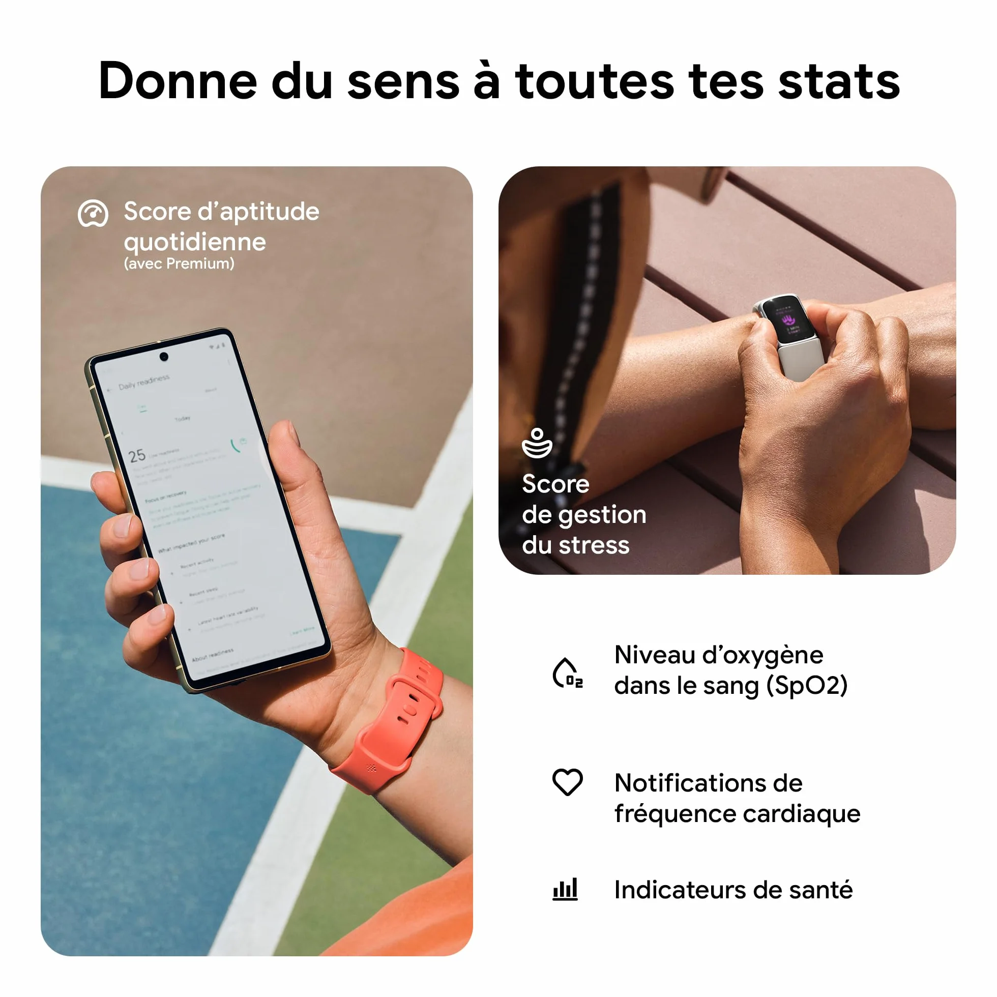 Google Fitbit Charge 6 Bracelet d'activité 3 mois Google Health Premium 7 jours autonomie batterie