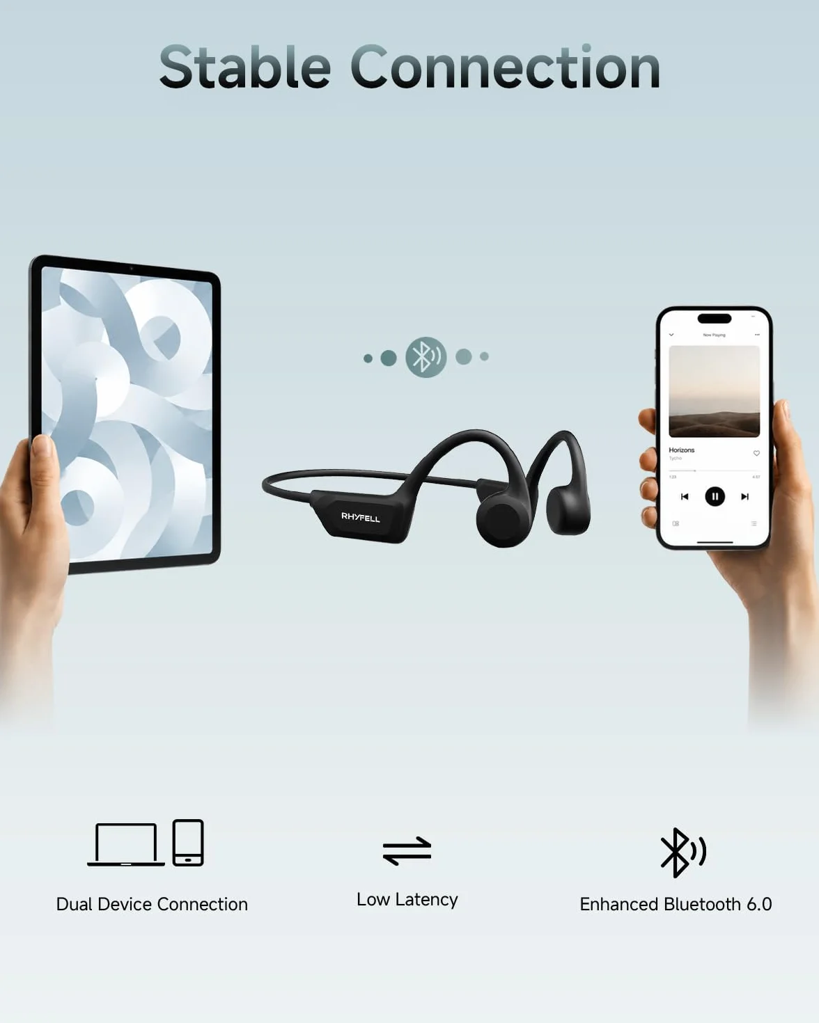 Casque Conduction Osseuse Bluetooth 6.0, Écouteurs Sport Oreilles Libres avec Micro, Étanchéité IPX5, 8H d'Autonomie, Ultra-Léger 28g, Idéal pour Course à Pied, Cyclisme, Fitness