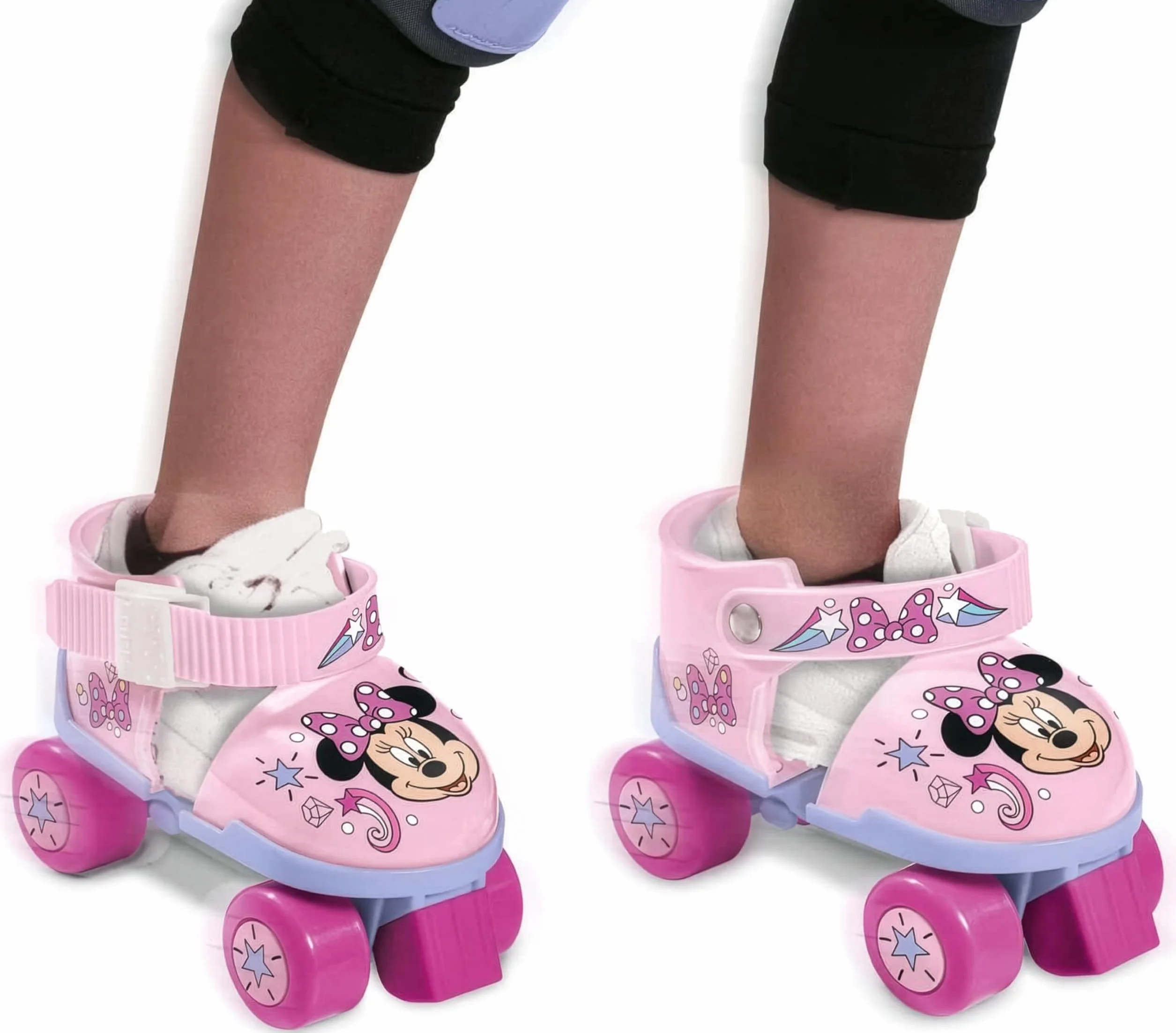 Patins à roulettes réglables Minnie Disney Taille 22-29 avec Sac Transparent, Coudières et Genouillères