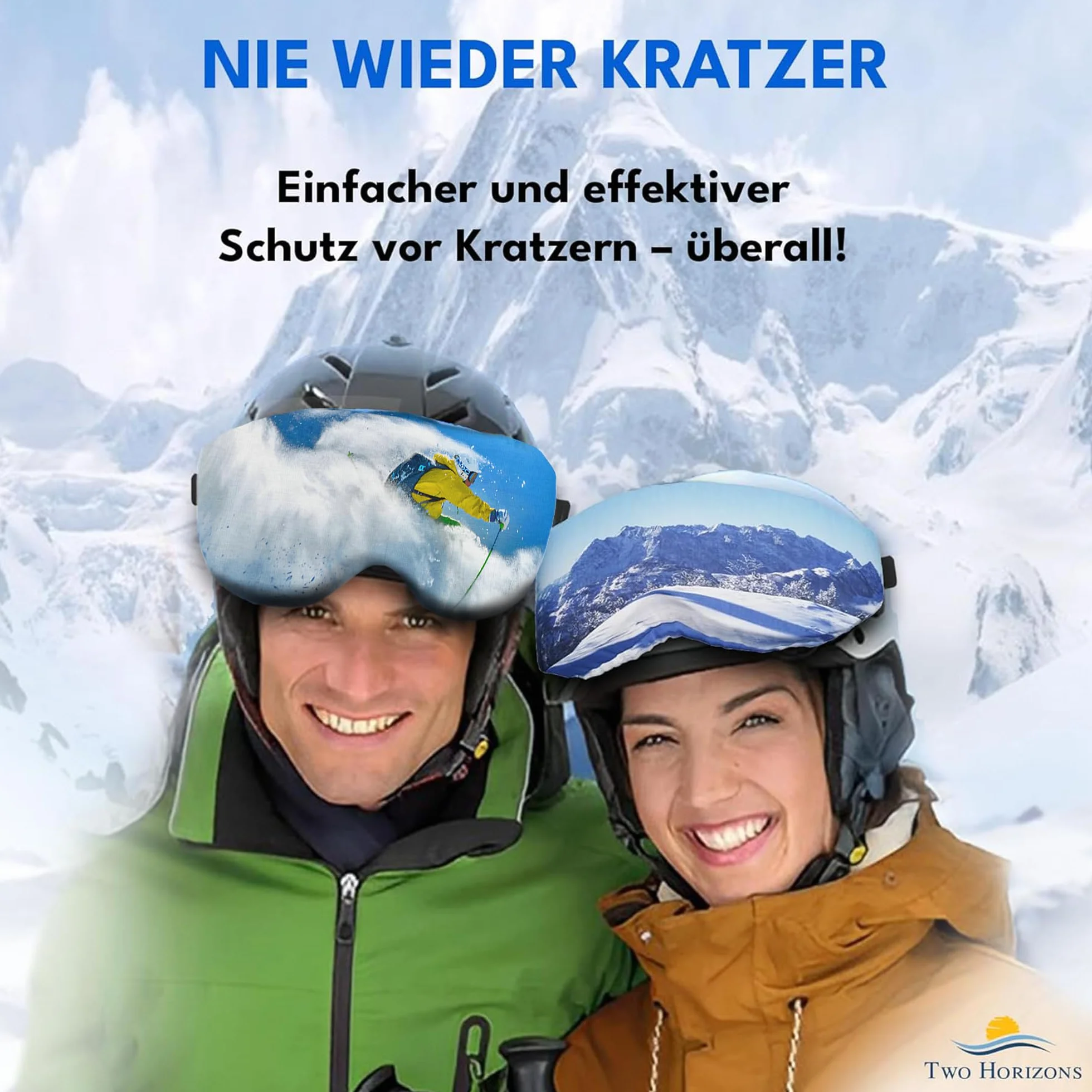 Protection de visière pour casque de ski Two Horizons avec chiffon microfibre - Style sourire