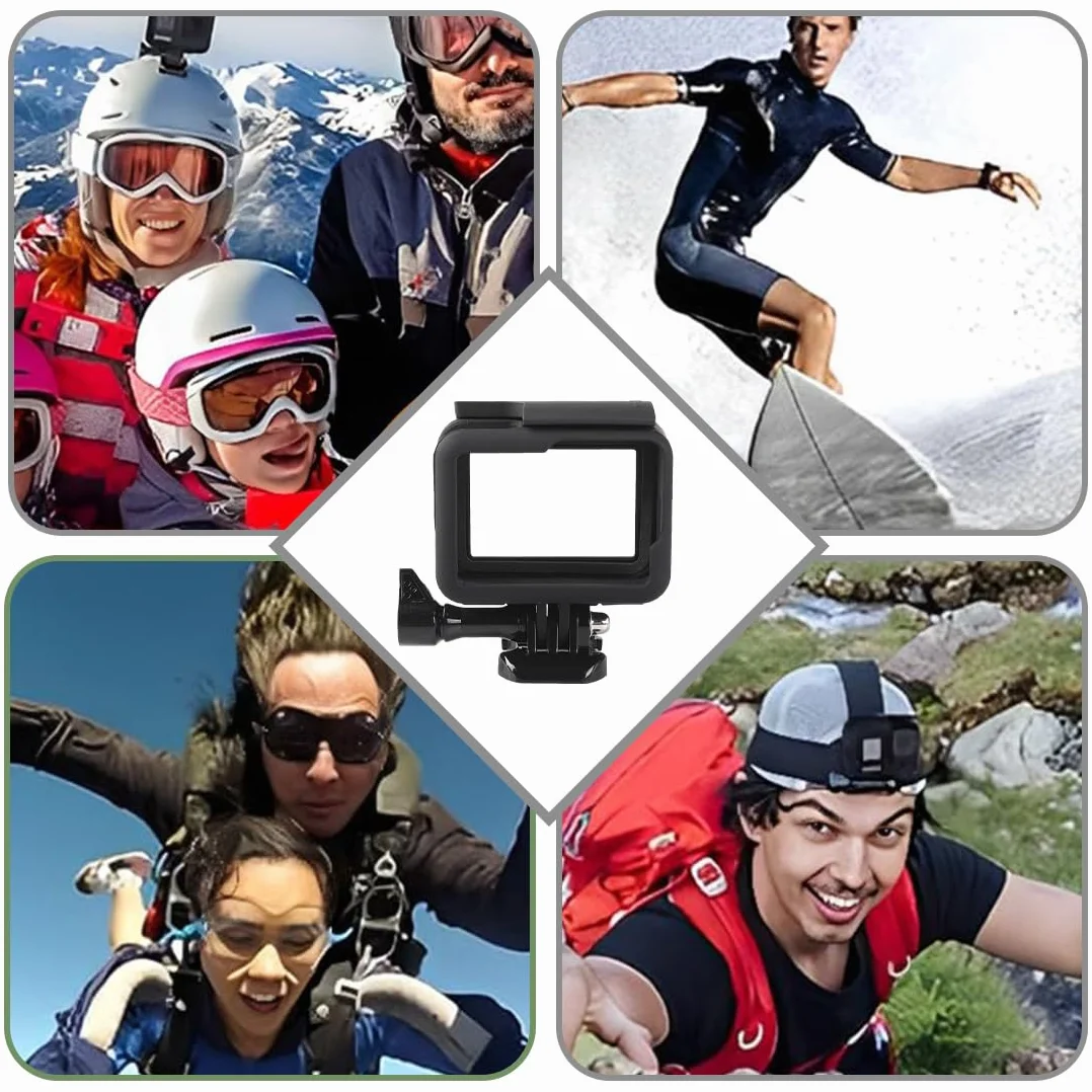 Cadre Boîtier Protection Compatible GoPro Hero7/6/5 Coque Bordure avec Prise Vis Amovible Noir