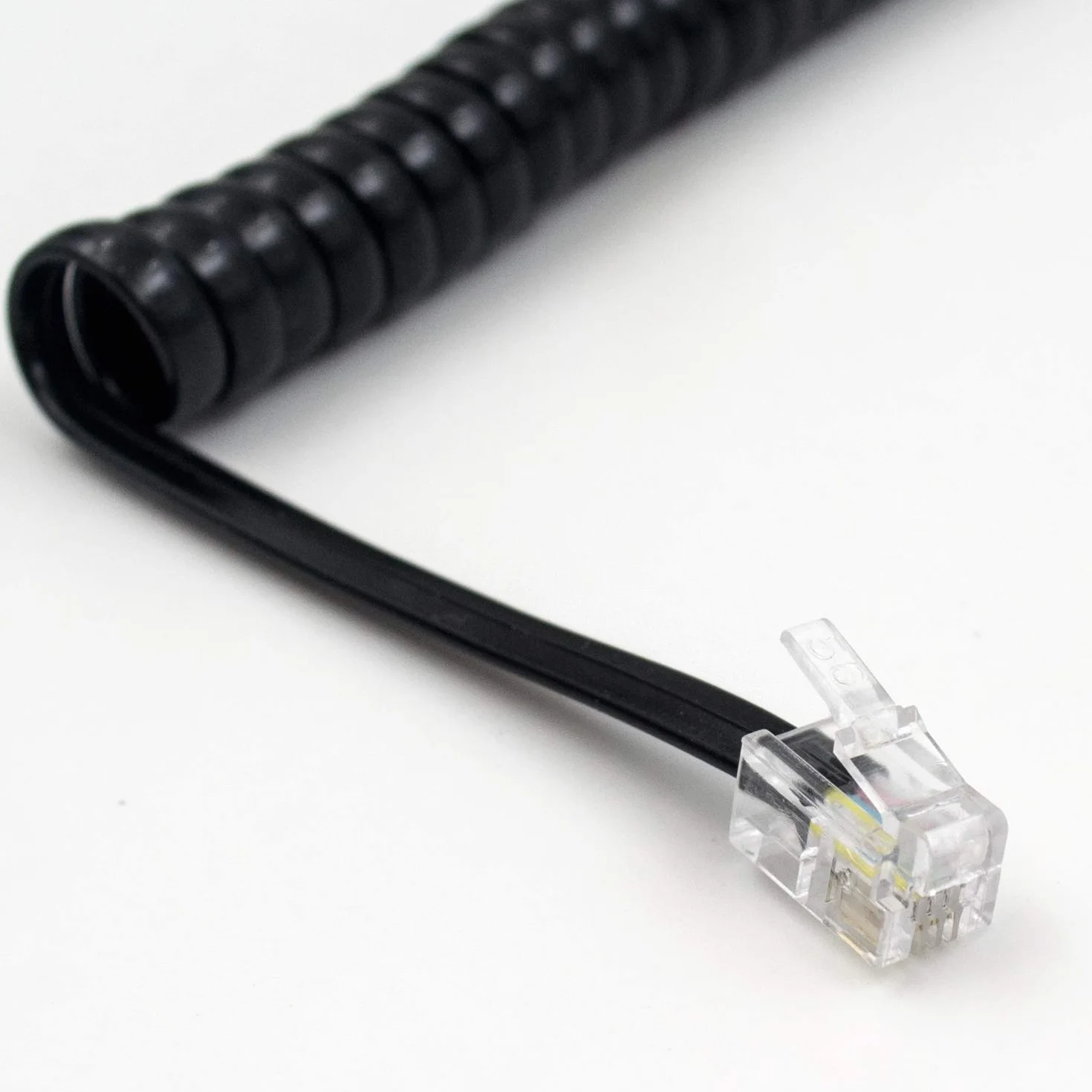 Duttek Cordon Telephone, Cable Telephone Fixe Noir, Câble pour combiné de téléphone, Câble spiralé RJ9 de 1 à 3 m de Long déroulé(Lot de 2)