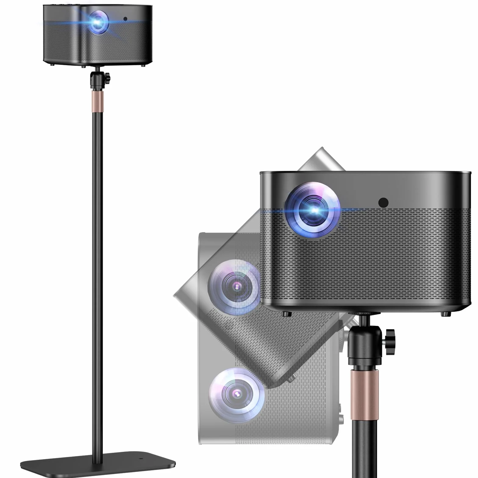 PUTORSEN Support Universel pour Projecteur – Pied réglable en hauteur, 5 kg, Rotule 360°, Pas de vis 1/4"