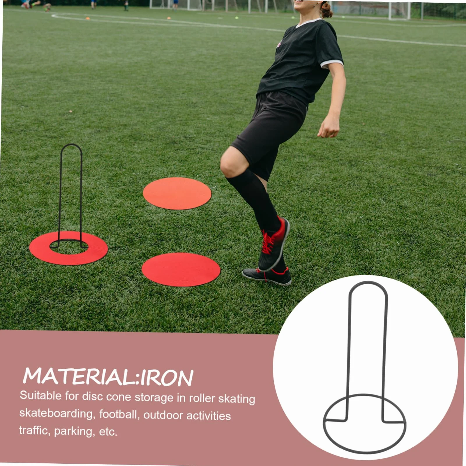 Kisangel Support de Rangement pour Plots de Football Métal Porte-disques Marqueurs Léger Portable
