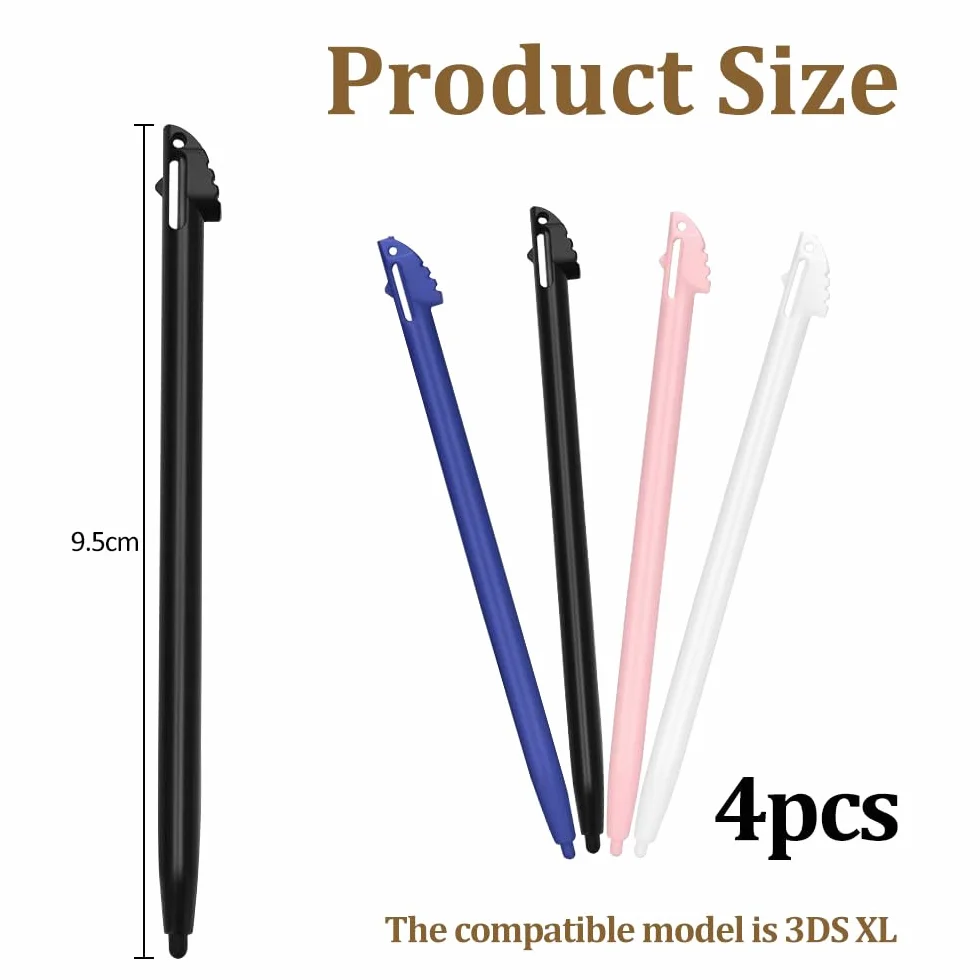 Lot de 4 stylets pour écran tactile Nintendo 3DS XL, accessoires console jeu 3DSXL, plastique (4 couleurs)